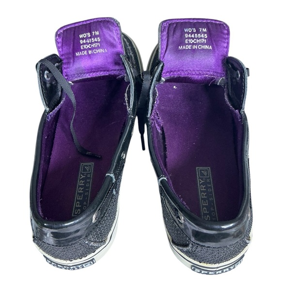 Sperry Top Sider Bahama Slip-On Loafer Boat Shoe Sequin Patent Black Women US 7 - Picture 11 of 16